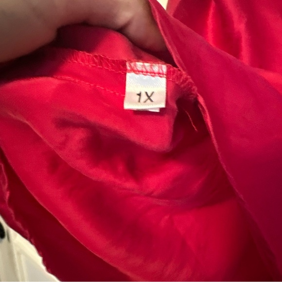 Randolph Duke Vibrant Red V-Neck Blouse - Picture 7 of 7